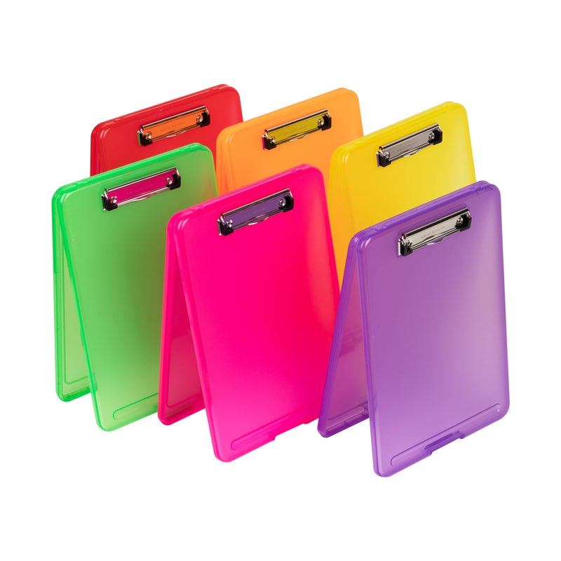 Mind Reader Clipboard with Storage, Teacher, Nursing Clipboard, Plastic, 9.25"L x 13.25"W x 1"H, Set of 6, Assorted Colors - Image 4